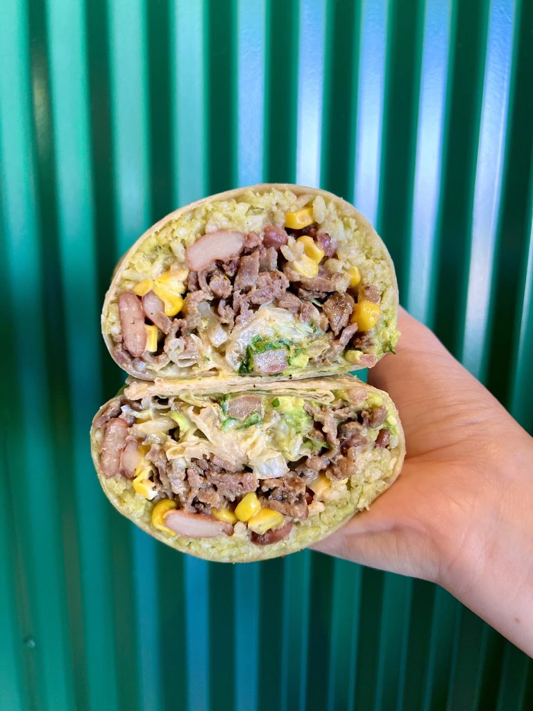 Burrito cut in half at TNT’s Tacos N’ Tortas in Olathe, KS